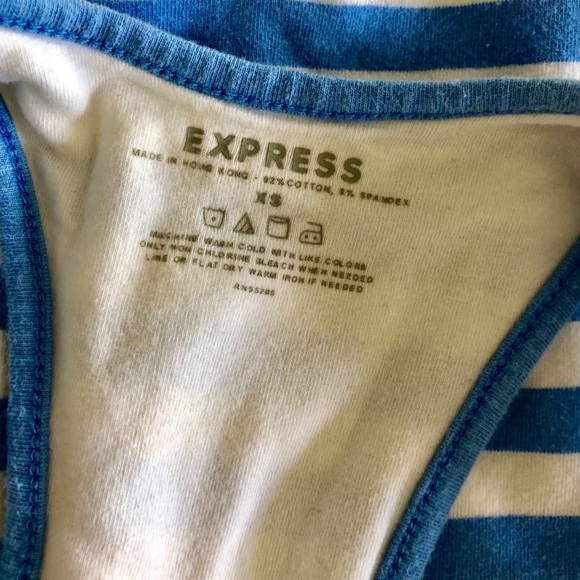 EXPRESS Periwinkle Blue & White Striped Racerback Tank Top, sz. XS - Picture 6 of 7
